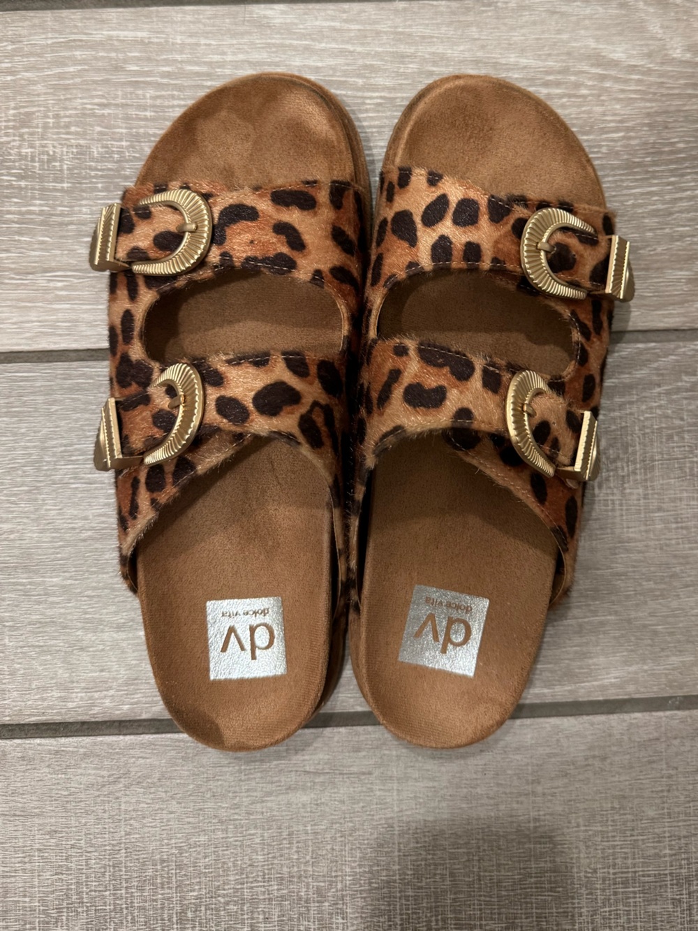DV by Dolce Vita Kids Leopard Print Buckle Sandals - Brown